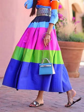 Modigirl Women's Contrast Color Striped Shirt Dress 2024 Summer Autumn Casual  Pleated Dress Vacation Woman Dresses