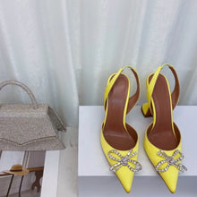 2023 New High Heels Women's Rhinestone Bow Pointy Glasses with Stilettos and Sandals Women.