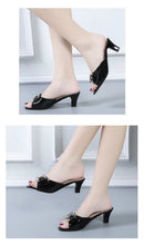 Summer Female Sandals Women Slippers Sexy Open Toe Fish Mouth Slippers  Ladies Rhinestone Bowknot Slides Shoes Plus Size 42