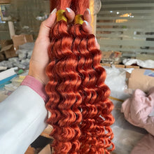 Brown Colored Human Braiding Hair 2 Bundles/Pack 100g 18 Inch Deep Wave Curly Bulk 100% Human Hair for Braiding No Weft 10A