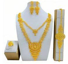 New Bridal Jewelry Set Dubai Necklace Earrings For Women Wedding 24k Gold Plated African Jwellery Bridesmaid Party Gift