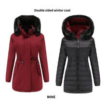 Double Sided Women's winter Thick Detachable Zipper Parka Jacket