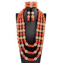 32 inches Long Orange Beads African Jewelry Set Women Bridal Party Costume Necklace Jewelry Set