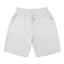 Men White Jacquard Checkered Short Sleeve Shorts Set Men's High-End Two-Piece Summer Trendy Clothing One Set Match Male Fashion