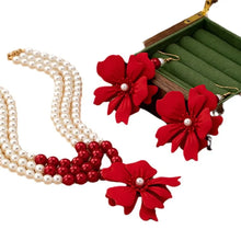 Necklace Big Red Flowers Pendant 3 Layers of Pearl Chain Women Girls Gifts Fashion Jewelry Hot Sale Party Gift 2025 New Style