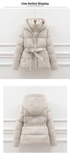 Women's Padded Cotton Thick Winter Coat with Hoodie
