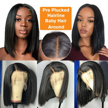 16Inch Vietnamese Super Double Drawn Bone Straight 13x4 Frontal Bob Wig with Human Hair Natural Black 210%Density For BlackWomen