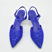 Blue Nigeria Party Shoes and Bags for Women Ladies Shoe and Bag Set Latest Designers Pointed Toe Sexy Wedding Party Sandals