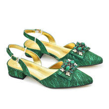 Ladies Shoe and Bag Set Latest Designers Low Heels Elegant Wedding Italian Shoes Bag Set Withn Rhinestone Green Shoe and Purse