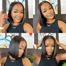 14Inch Short Straight Bob Wig Human 13x4 Lace Transparent 210% Frontal Hair Bob Wig PrePlucked Lace Front Human Hair Wigs