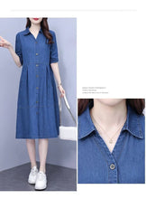 Oversized 5XL Single Breasted Denim Dress For women 2024 Summer New Short sleeved Shirt Denim Dresses Female Casual Clothes