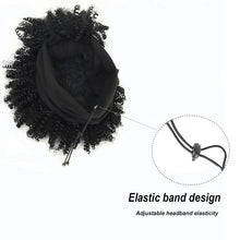 Short Kinky Curly Headband Wig Afro Puff Curly Headband Wig with Bangs for Women Natural Ombre Blonde Synthetic Turban Wrap Wig