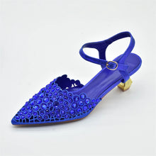 Blue Nigeria Party Shoes and Bags for Women Ladies Shoe and Bag Set Latest Designers Pointed Toe Sexy Wedding Party Sandals