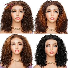 Double Drawn 300 Density Pixie Curl 13x4 Lace Front Wig Brown Ginger Human Hair Wig For Women Pre-Plucked Transparent Lace Front Human Hair Wig