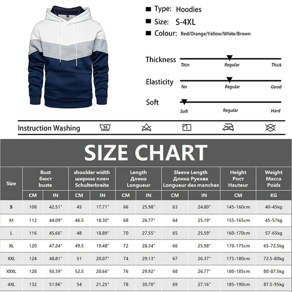 Men's Daily Casual Tricolour Hooded Sweatshirt And Pant