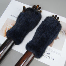 2025 New Brand Style Top Quality Women's 100% Winter Warm Real Mink Fur Knitted Half Finger Gloves Girls Typing Mittens