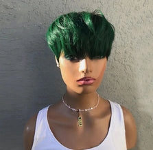 Fashion Pixie Cut Dark Green Short Wigs for Women
