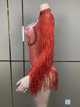 Stage Latin dance cha-cha dance practice suit stretch slim skirt fringe flash small diamond pearl design suit