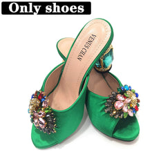 2022 Yellow Color Luxury Rhinestone Heel Fashion Party Women's High Heels Elegant Evening Sandals Wedding Bags and Shoes with