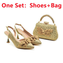 New Arrival Party Shoe and Bag Set for Women Italy Full Diamonds High Heels Luxury Woman Pumps Matching Italian Shoe and Bag Set
