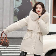 Women's Long Fashionable Hooded Winter Fur Collar Jacket
