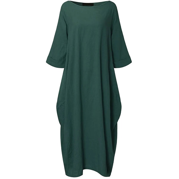 Plus Size Casual Loose Summer Dresses For Women 2025 Elegant Cotton Linen Women's Tunic Shirt Dress Female Holiday Maxi Dress
