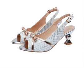 High Heels Women's Sandals Soft Leather Fish Mouth Shoes Summer New Ladies Shoes Fashion Women Sandal Bow hollow Female Shoe