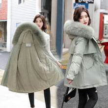 Women's Long Fashionable Hooded Winter Fur Collar Jacket
