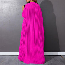 Autumn and Winter Fashion New Women's Loose Round Neck Single Breasted Pleated Temperament Obese Women's Long Sleeved Dress