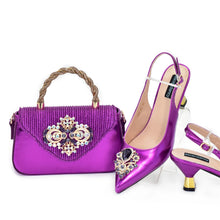 Fashion African Matching Shoes and Bags for Party Nigerian Women Nigerian Italian Shoes and Bags Set Decorated with Rhinestone
