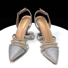 Venus Chan Shoes for Women 2023 Pointed Toe Black Heels Rhinestone Chain Party Sandals Italian Shoes and Bags Matching Set 2023