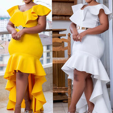 CM.YAYA Women Boho Elegant Ruffles Short Sleeve Irregular Long Maxi Dress 2024 OL High Split Chic Party Evening Street Dresses