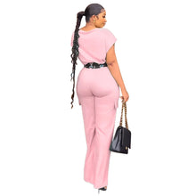 Summer Fall Short-sleeve Trousers Women's 2-piece Set Pullover Tops Elasticated Straight-leg Trousers Casual Fashion Suits Women