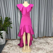 CM.YAYA Women Boho Elegant Ruffles Short Sleeve Irregular Long Maxi Dress 2024 OL High Split Chic Party Evening Street Dresses