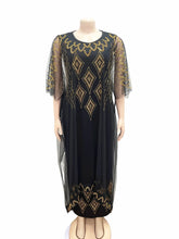 Fake Two-Piece African Dresses for Women 2025 Traditional Nigeria Mesh Hot Drill Caftan Dress Abaya Musulman Robe Femme Clothes