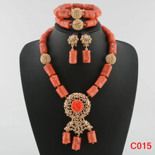 Latest Coral Jewelry Sets Nigerian Dubai Orange Necklace Sets of Beads African Bridal Jewelry Sets
