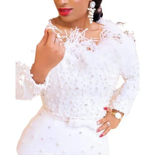 Beaded Sheath Sexy Dress Women Sexy Slash Collar Bodycon Midi Dress Solid High Waist Trend Off Shoulder Sheath Party Dresses