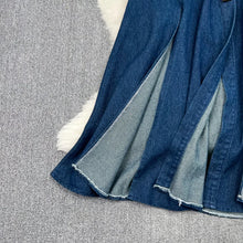Denim Dress Women Long Dresses Turn Down Collar Sleeveless Party Club Hollow Out Jeans High Waist Slim Single Breasted Vestidos