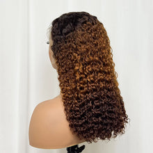 Double Drawn 250% Density Ombre 18 Inches Water Wave Curly Human Hair Wigs 13x4 Transparent Lace Frontal Hair Wig for Women