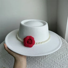 French Style Fedora Hat for Women 10CM Wide Brim Flat Top Felt Hat Winter Autumn Derby Wedding Jazz Hats