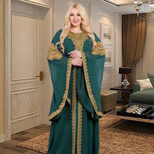 Two Piece Set Dress African Dresses for Women 2023 Traditional Gold Embroidery Clothing Islam Kaftan Abaya Musulman Robe Femme