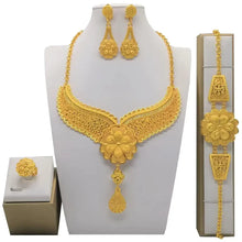New Bridal Jewelry Set Dubai Necklace Earrings For Women Wedding 24k Gold Plated African Jwellery Bridesmaid Party Gift
