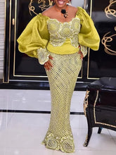Customized African Dresses For Women Traditional Ankara Outfits Puff Sleeve Bodycon Dress Party Evening Gowns Boubou Dubai Vesti