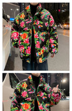 Men Harajuku Big Flopwer Coat Winter Jacket 2024 Mens Streetwear Hip Hop Parka Chinese Traditional Clothes Puffer Jackets XXXXXL