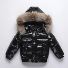 Kids Winter Down Jacket For Real Fur Waterproof Shiny Thick Warm Jackets