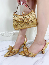 Ladies Shoe and Bag Set Latest Designers Luxury Italian Party Shoes and Bag Set for Women Rhinestone Wedding Bride Shoes Woman