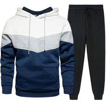 Men's Daily Casual Tricolour Hooded Sweatshirt And Pant