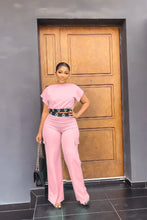 Summer Fall Short-sleeve Trousers Women's 2-piece Set Pullover Tops Elasticated Straight-leg Trousers Casual Fashion Suits Women