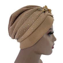 Elegant African Turban Cap with Shiny Rhinestone Ready to Wear Nigeria Auto Gele Headtie Party Women's Head Wrap Bonnet Turbante