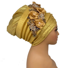 2024 New African Women's Turban Cap Nigeria Auto Gele Headtie Already Made Wedding Geles Female Head Wraps with Diamond Flower